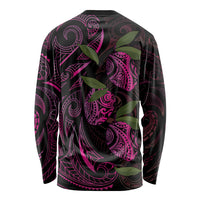 Hawaiian Mango Tribal Tattoo Long Sleeve Shirt Pink Pacific Traditional Pattern