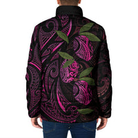 Hawaiian Mango Tribal Tattoo Padded Jacket Pink Pacific Traditional Pattern