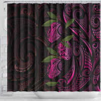 Hawaiian Mango Tribal Tattoo Shower Curtain Pink Pacific Traditional Pattern