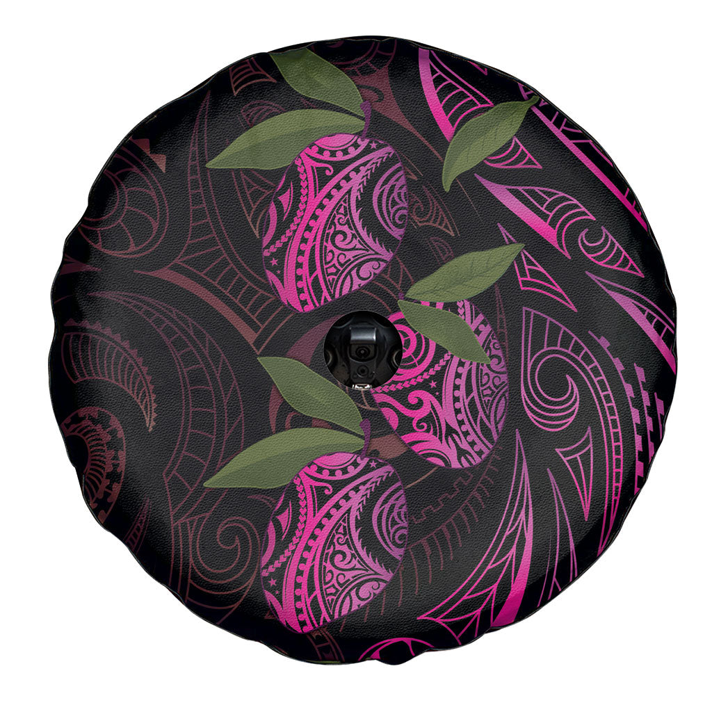 Hawaiian Mango Tribal Tattoo Spare Tire Cover Pink Pacific Traditional Pattern