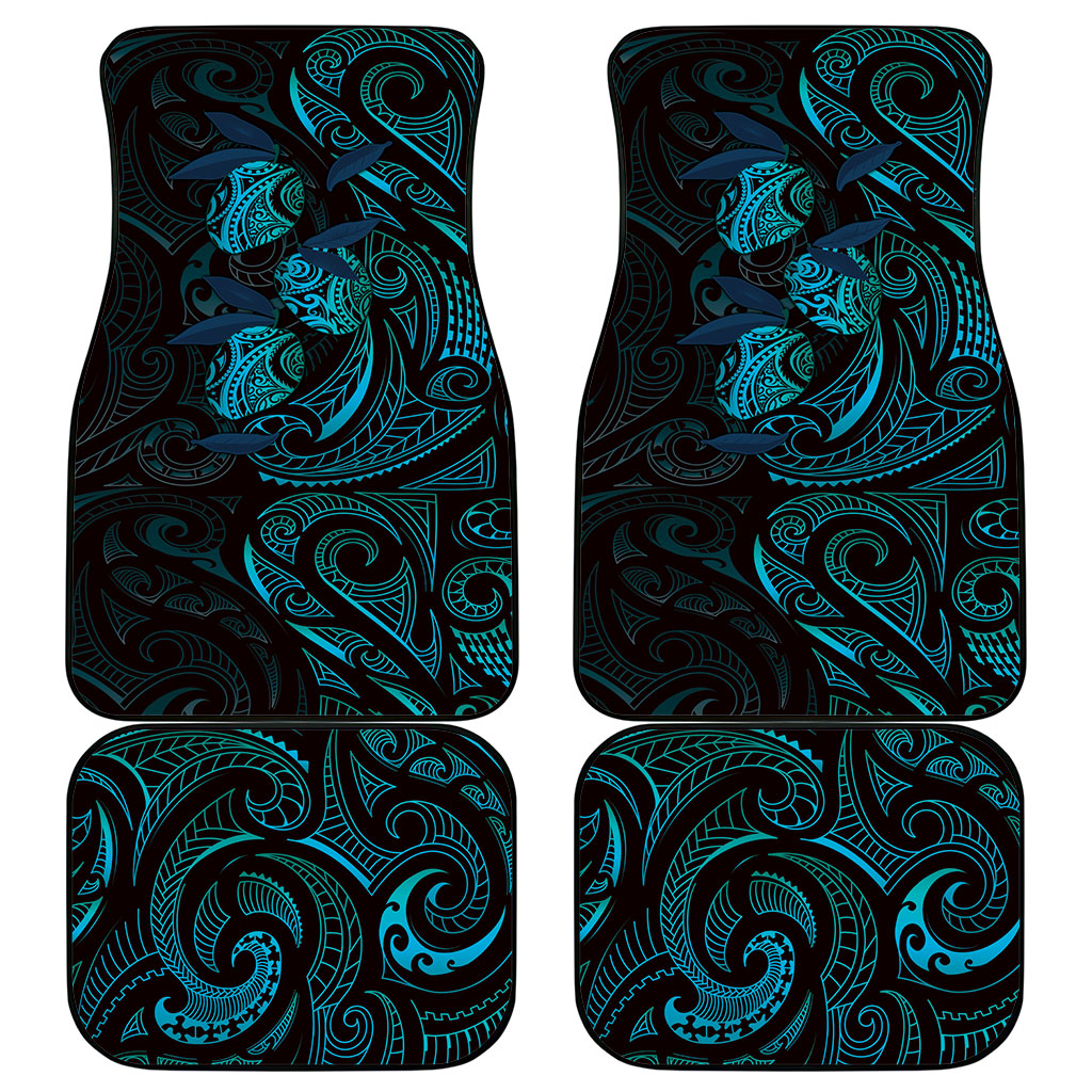 Hawaiian Mango Tribal Tattoo Car Mats Teal Pacific Traditional Pattern
