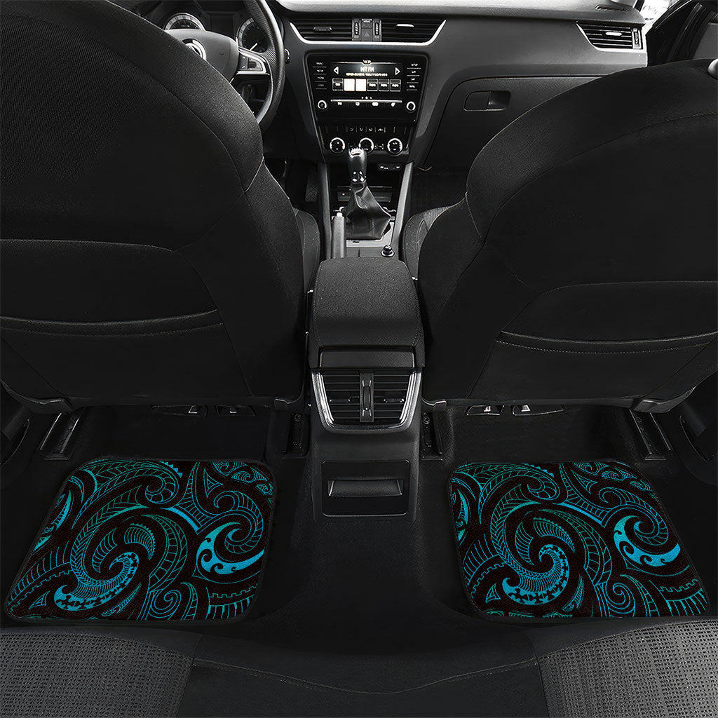 Hawaiian Mango Tribal Tattoo Car Mats Teal Pacific Traditional Pattern