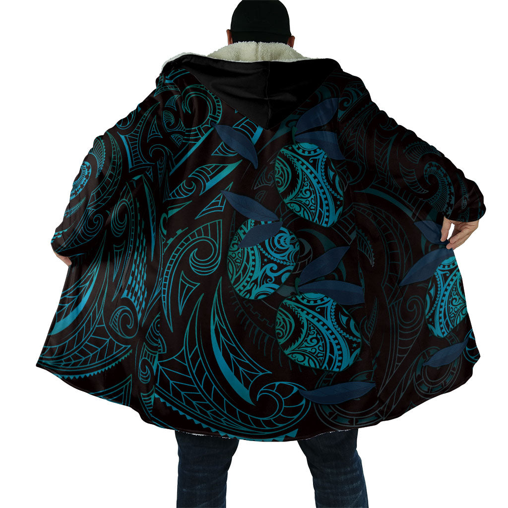Hawaiian Mango Tribal Tattoo Cloak Teal Pacific Traditional Pattern