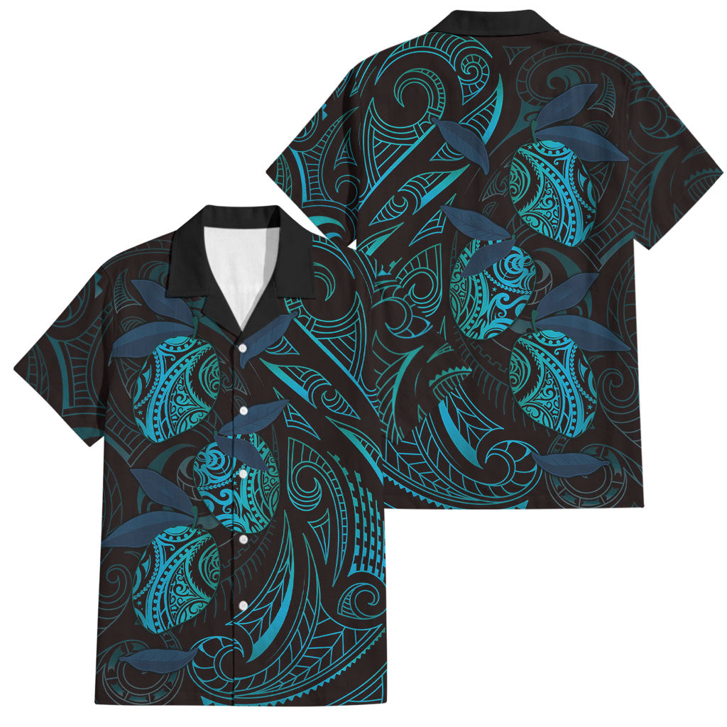 Hawaiian Mango Tribal Tattoo Family Matching Mermaid Dress and Hawaiian Shirt Teal Pacific Traditional Pattern