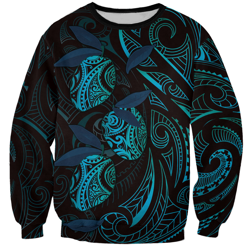Hawaiian Mango Tribal Tattoo Sweatshirt Teal Pacific Traditional Pattern LT9 Unisex Teal - Polynesian Pride
