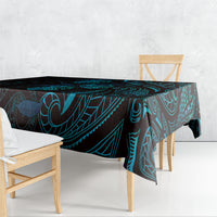 Hawaiian Mango Tribal Tattoo Tablecloth Teal Pacific Traditional Pattern