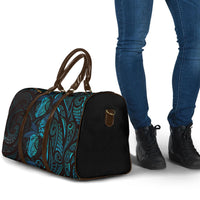 Hawaiian Mango Tribal Tattoo Travel Bag Teal Pacific Traditional Pattern