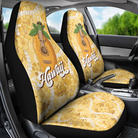 Hawaiian Mango Ukulele Car Seat Cover Retro Yellow Hibiscus Pikake Lei
