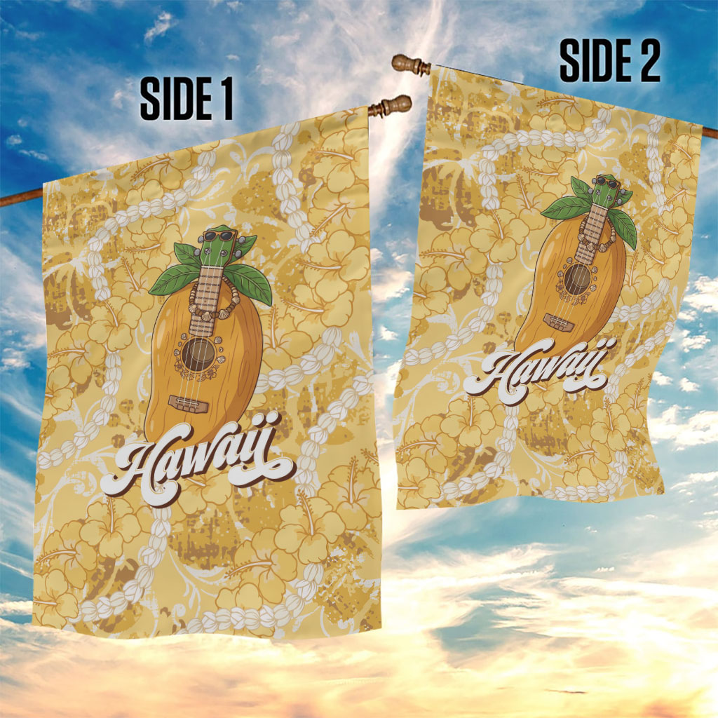 Hawaiian Mango Ukulele Garden Flag Retro Yellow Hibiscus Pikake Lei
