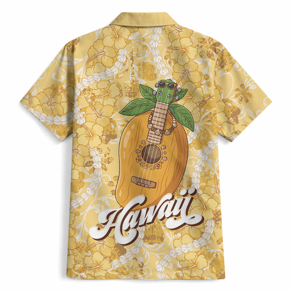 Hawaiian Mango Ukulele Hawaiian Shirt Retro Yellow Hibiscus Pikake Lei