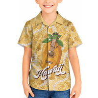 Hawaiian Mango Ukulele Hawaiian Shirt Retro Yellow Hibiscus Pikake Lei