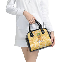 Hawaiian Mango Ukulele Shoulder Handbag Retro Yellow Hibiscus Pikake Lei