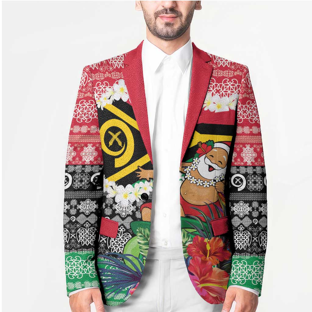 Personalised Vanuatu Joyeux Noel Blazer Proud To Be a Ni-Van Sand Drawing Art - Polynesian Pride