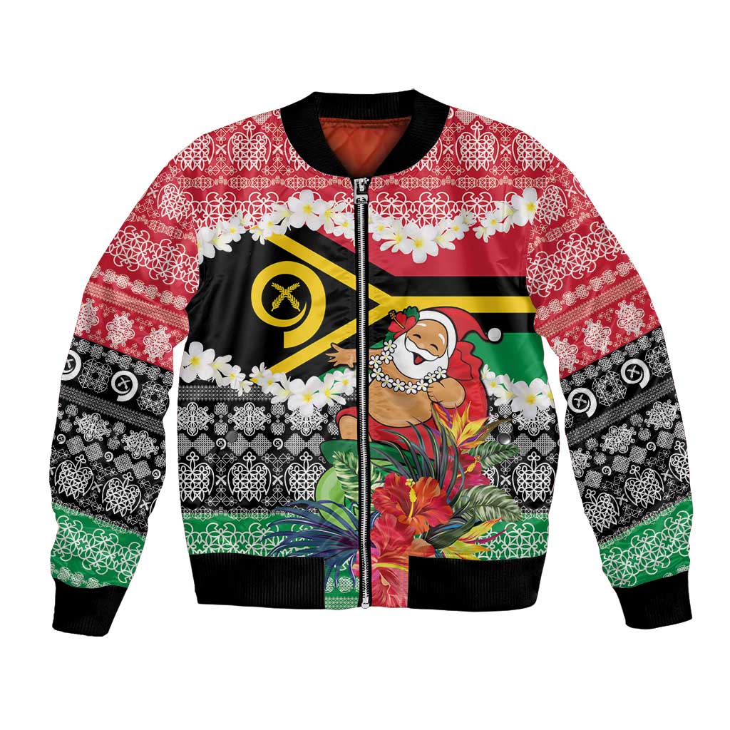 Personalised Vanuatu Joyeux Noel Bomber Jacket Proud To Be a Ni-Van Sand Drawing Art - Polynesian Pride