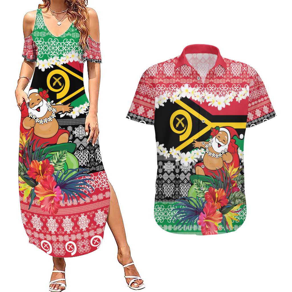 Personalised Vanuatu Joyeux Noel Couples Matching Summer Maxi Dress and Hawaiian Shirt Proud To Be a Ni-Van Sand Drawing Art - Polynesian Pride