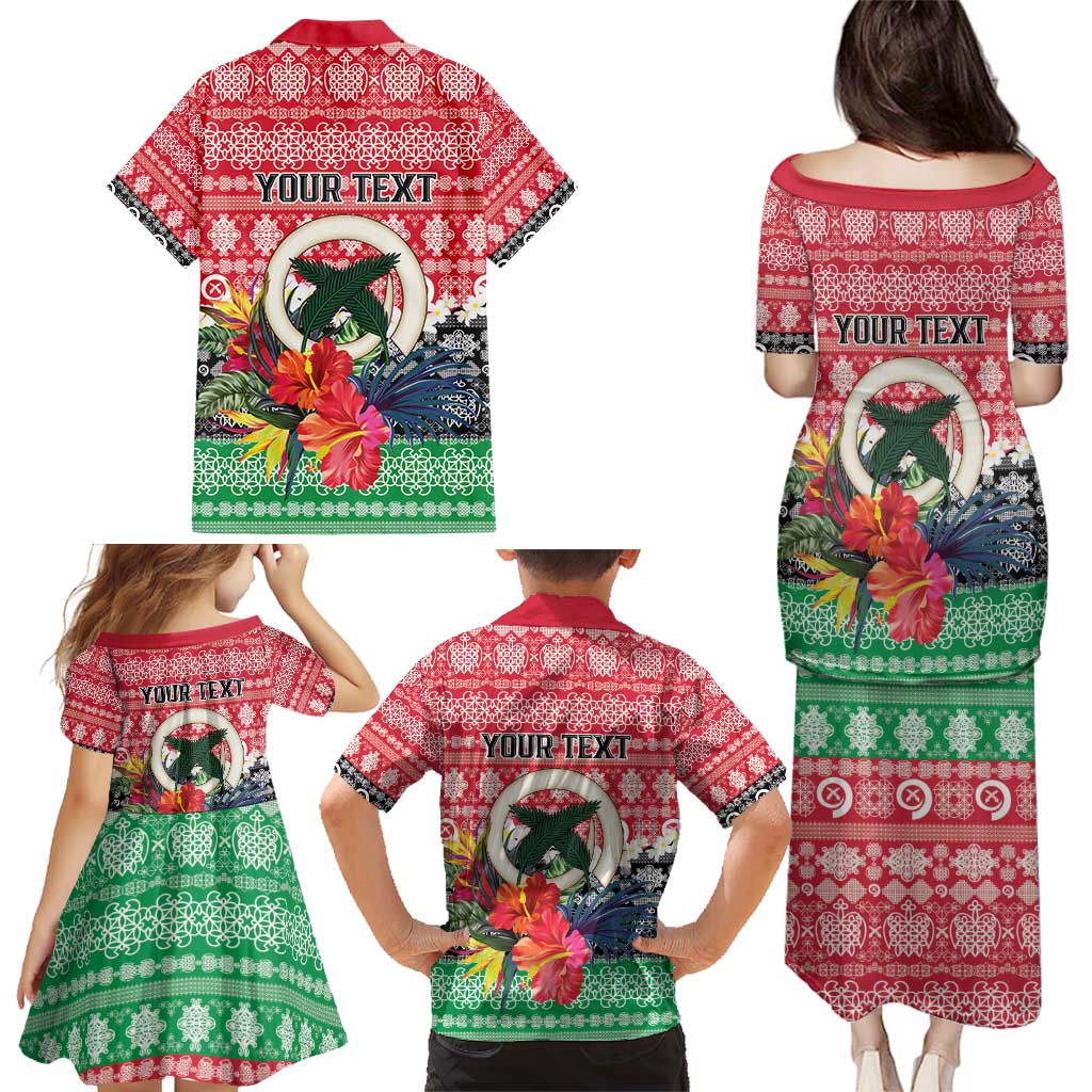 Personalised Vanuatu Joyeux Noel Family Matching Puletasi and Hawaiian Shirt Proud To Be a Ni-Van Sand Drawing Art - Polynesian Pride