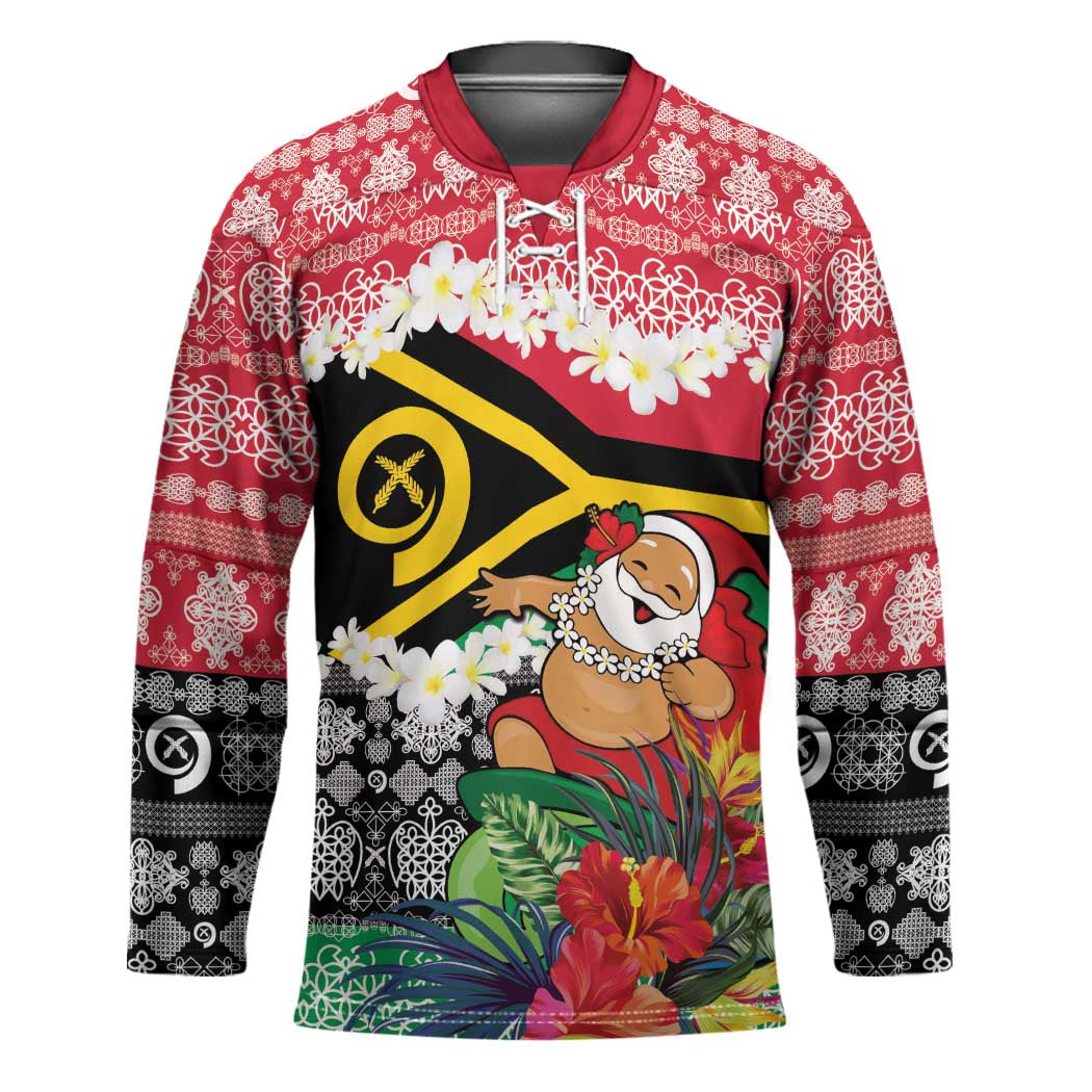 Personalised Vanuatu Joyeux Noel Hockey Jersey Proud To Be a Ni-Van Sand Drawing Art - Polynesian Pride