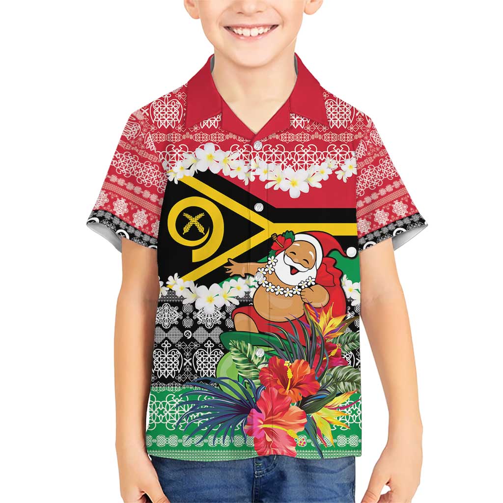 Personalised Vanuatu Joyeux Noel Kid Hawaiian Shirt Proud To Be a Ni-Van Sand Drawing Art LT9 Kid Red - Polynesian Pride