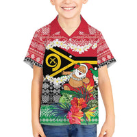Personalised Vanuatu Joyeux Noel Kid Hawaiian Shirt Proud To Be a Ni-Van Sand Drawing Art LT9 Kid Red - Polynesian Pride