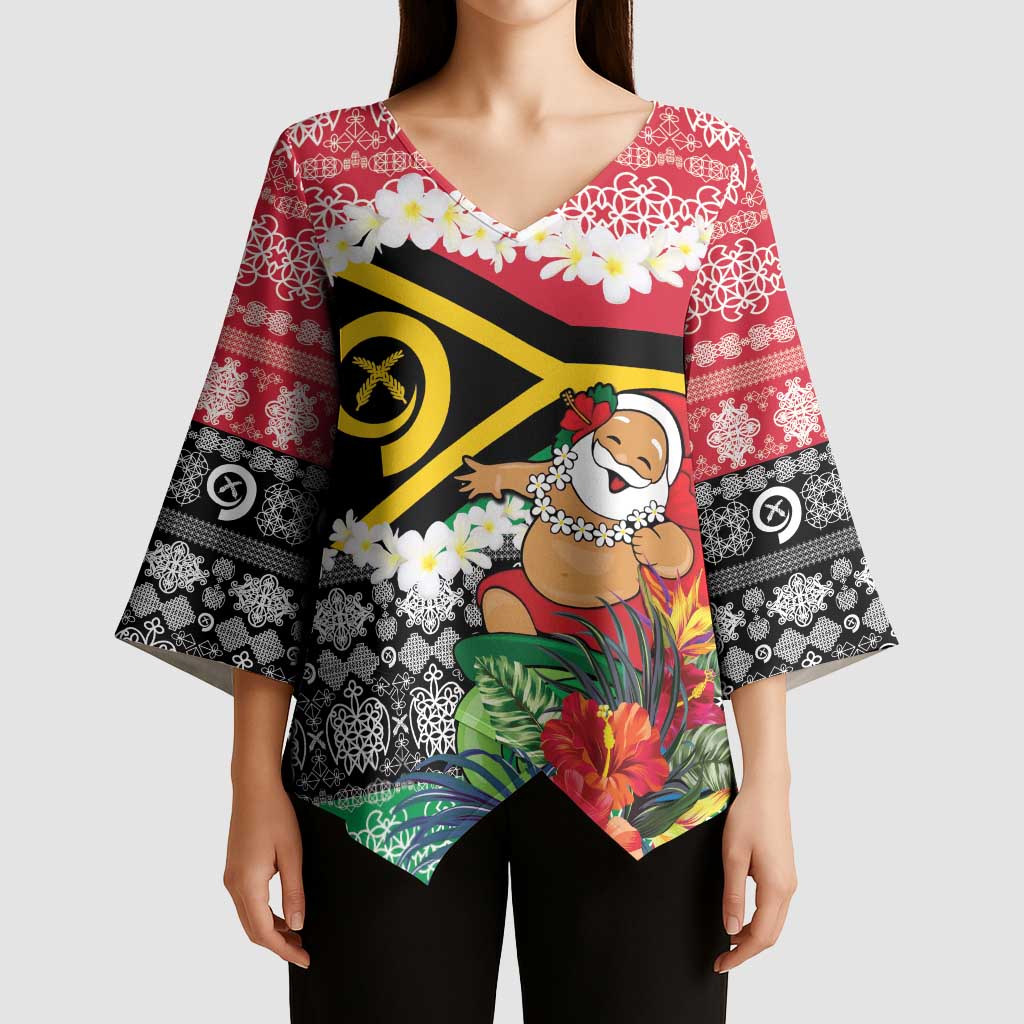 Personalised Vanuatu Joyeux Noel Kimono Sleeve Blouse Proud To Be a Ni-Van Sand Drawing Art - Polynesian Pride