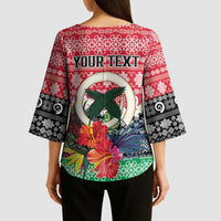 Personalised Vanuatu Joyeux Noel Kimono Sleeve Blouse Proud To Be a Ni-Van Sand Drawing Art - Polynesian Pride