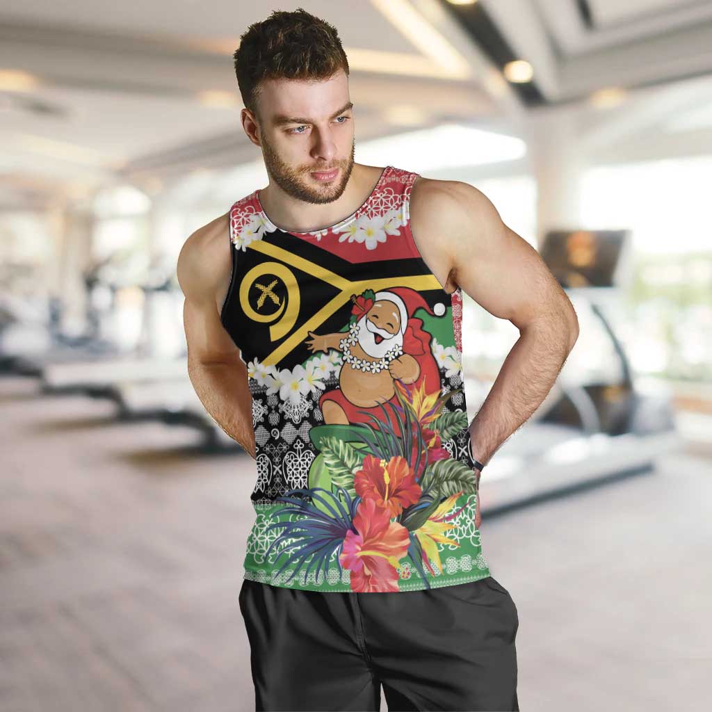Personalised Vanuatu Joyeux Noel Men Tank Top Proud To Be a Ni-Van Sand Drawing Art - Polynesian Pride