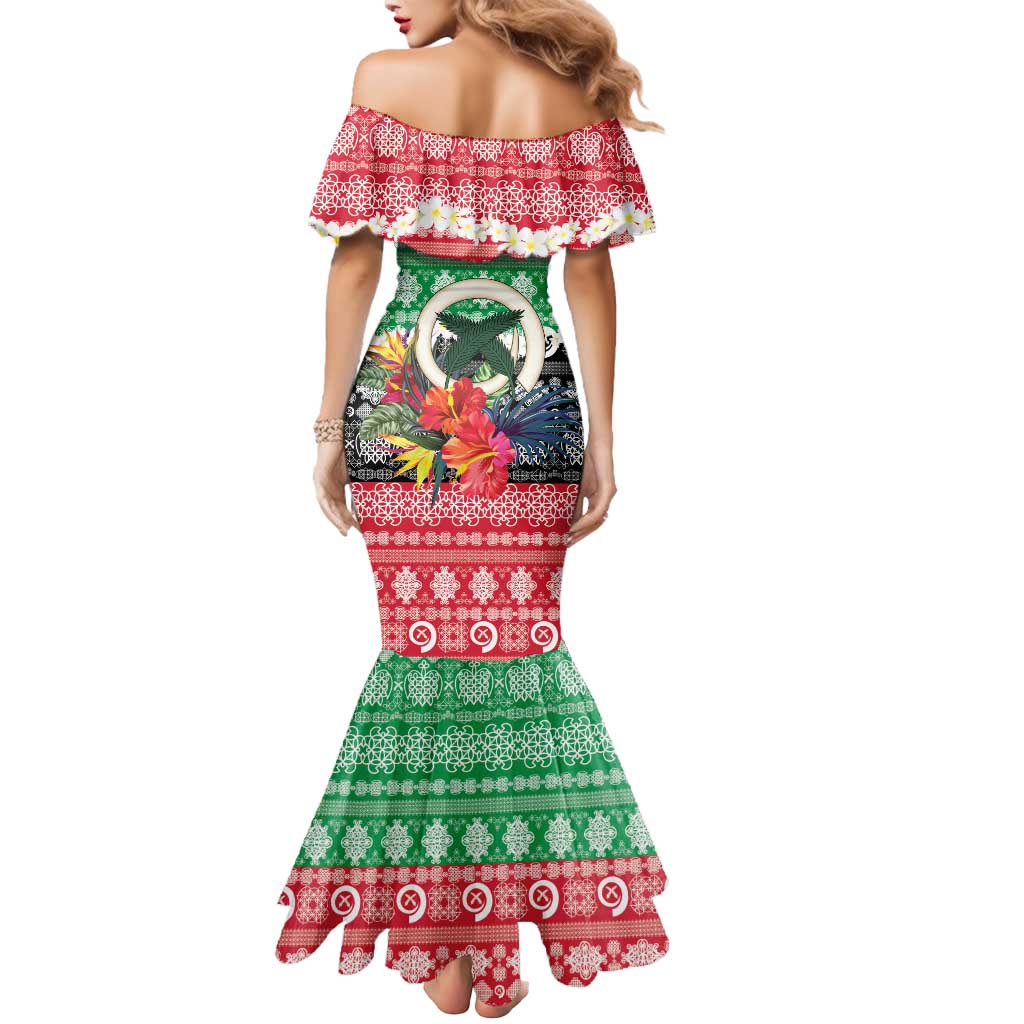 Personalised Vanuatu Joyeux Noel Mermaid Dress Proud To Be a Ni-Van Sand Drawing Art - Polynesian Pride