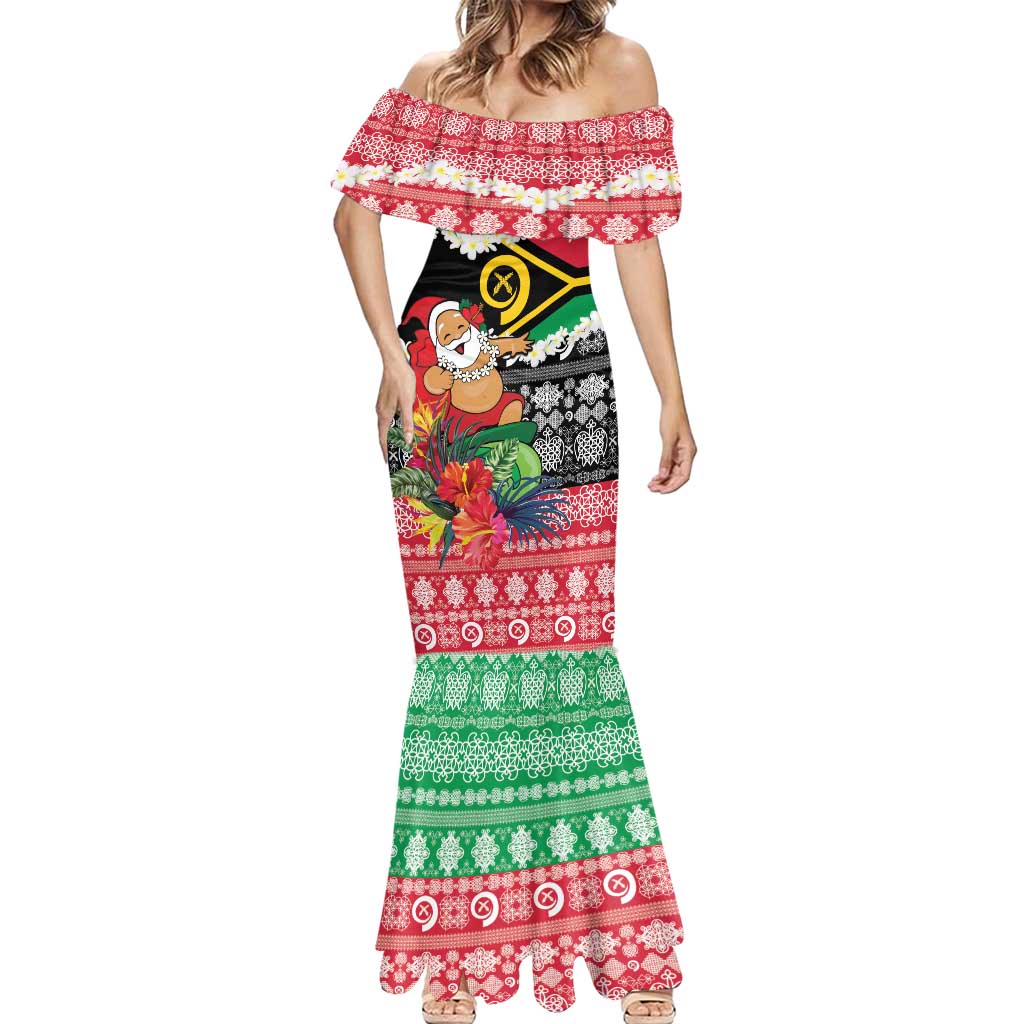 Personalised Vanuatu Joyeux Noel Mermaid Dress Proud To Be a Ni-Van Sand Drawing Art - Polynesian Pride
