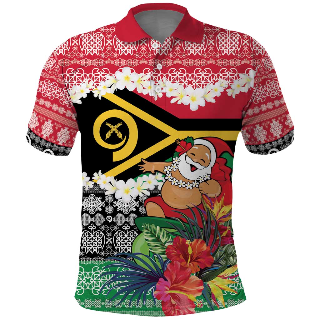Personalised Vanuatu Joyeux Noel Polo Shirt Proud To Be a Ni-Van Sand Drawing Art - Polynesian Pride