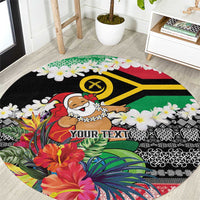 Personalised Vanuatu Joyeux Noel Round Carpet Proud To Be a Ni-Van Sand Drawing Art LT9 Red - Polynesian Pride