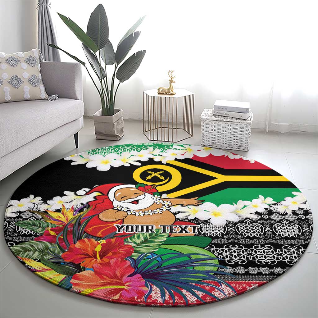 Personalised Vanuatu Joyeux Noel Round Carpet Proud To Be a Ni-Van Sand Drawing Art LT9 - Polynesian Pride