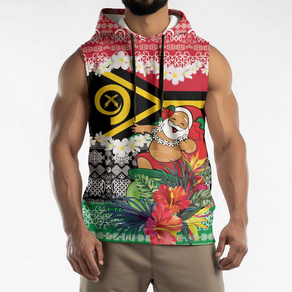 Personalised Vanuatu Joyeux Noel Sleeveless Hoodie Proud To Be a Ni-Van Sand Drawing Art LT9 - Polynesian Pride