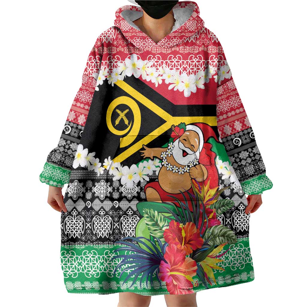 Personalised Vanuatu Joyeux Noel Wearable Blanket Hoodie Proud To Be a Ni-Van Sand Drawing Art - Polynesian Pride