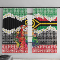 Personalised Vanuatu Joyeux Noel Window Curtain Proud To Be a Ni-Van Sand Drawing Art - Polynesian Pride