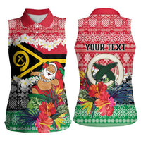 Personalised Vanuatu Joyeux Noel Women Sleeveless Polo Shirt Proud To Be a Ni-Van Sand Drawing Art - Polynesian Pride