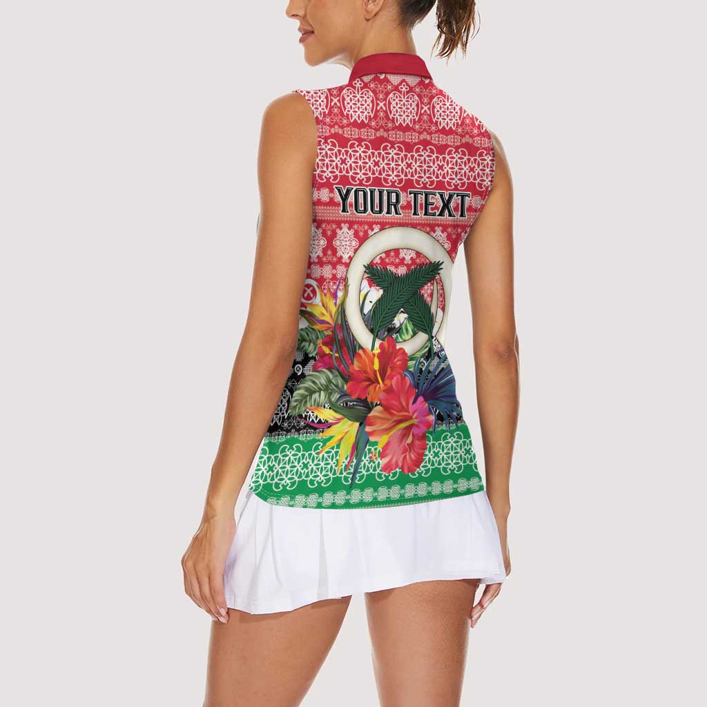 Personalised Vanuatu Joyeux Noel Women Sleeveless Polo Shirt Proud To Be a Ni-Van Sand Drawing Art - Polynesian Pride