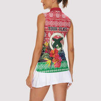 Personalised Vanuatu Joyeux Noel Women Sleeveless Polo Shirt Proud To Be a Ni-Van Sand Drawing Art - Polynesian Pride