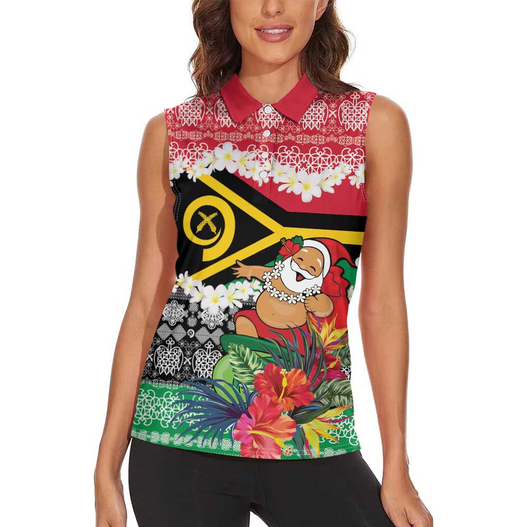 Personalised Vanuatu Joyeux Noel Women Sleeveless Polo Shirt Proud To Be a Ni-Van Sand Drawing Art - Polynesian Pride