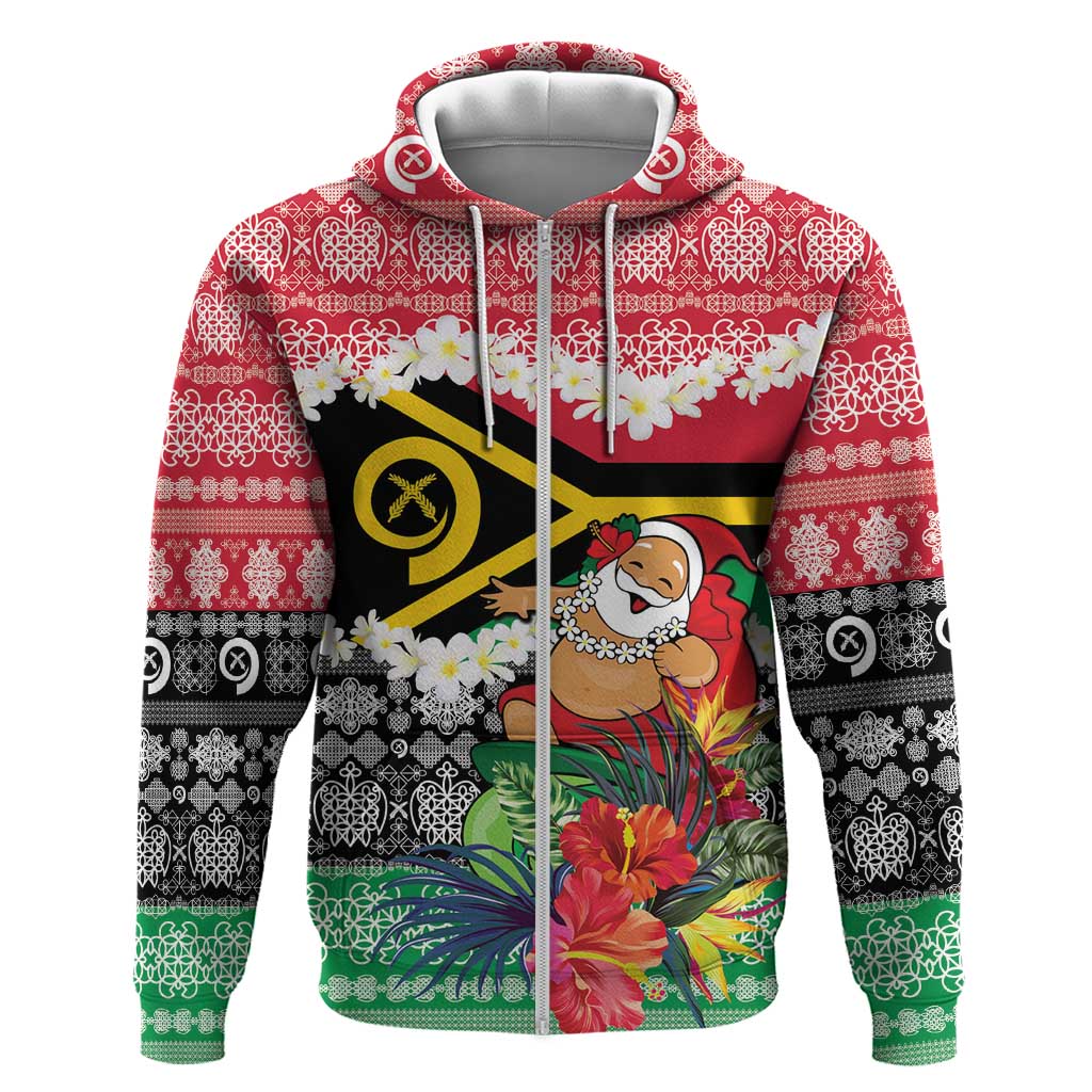 Personalised Vanuatu Joyeux Noel Zip Hoodie Proud To Be a Ni-Van Sand Drawing Art - Polynesian Pride
