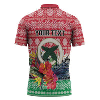 Personalised Vanuatu Joyeux Noel Zipper Polo Shirt Proud To Be a Ni-Van Sand Drawing Art LT9 - Polynesian Pride