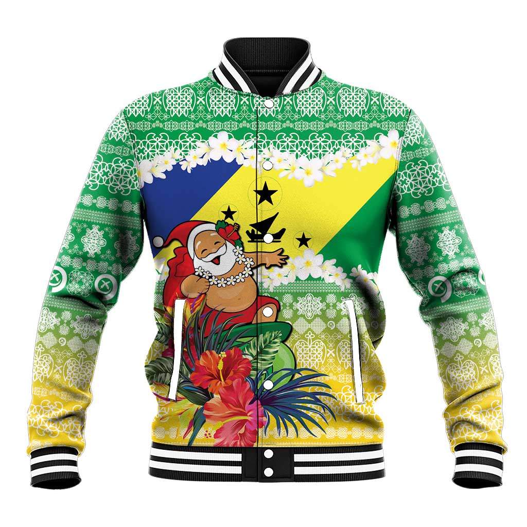 Personalised Malampa Joyeux Noel Baseball Jacket Proud To Be a Ni-Van Sand Drawing Art LT9 Unisex Lime - Polynesian Pride