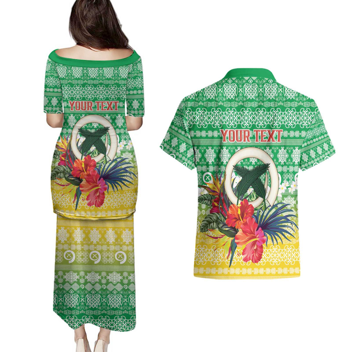 Personalised Malampa Joyeux Noel Couples Matching Puletasi and Hawaiian Shirt Proud To Be a Ni-Van Sand Drawing Art - Polynesian Pride