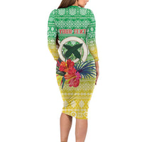 Personalised Malampa Joyeux Noel Family Matching Long Sleeve Bodycon Dress and Hawaiian Shirt Proud To Be a Ni-Van Sand Drawing Art - Polynesian Pride