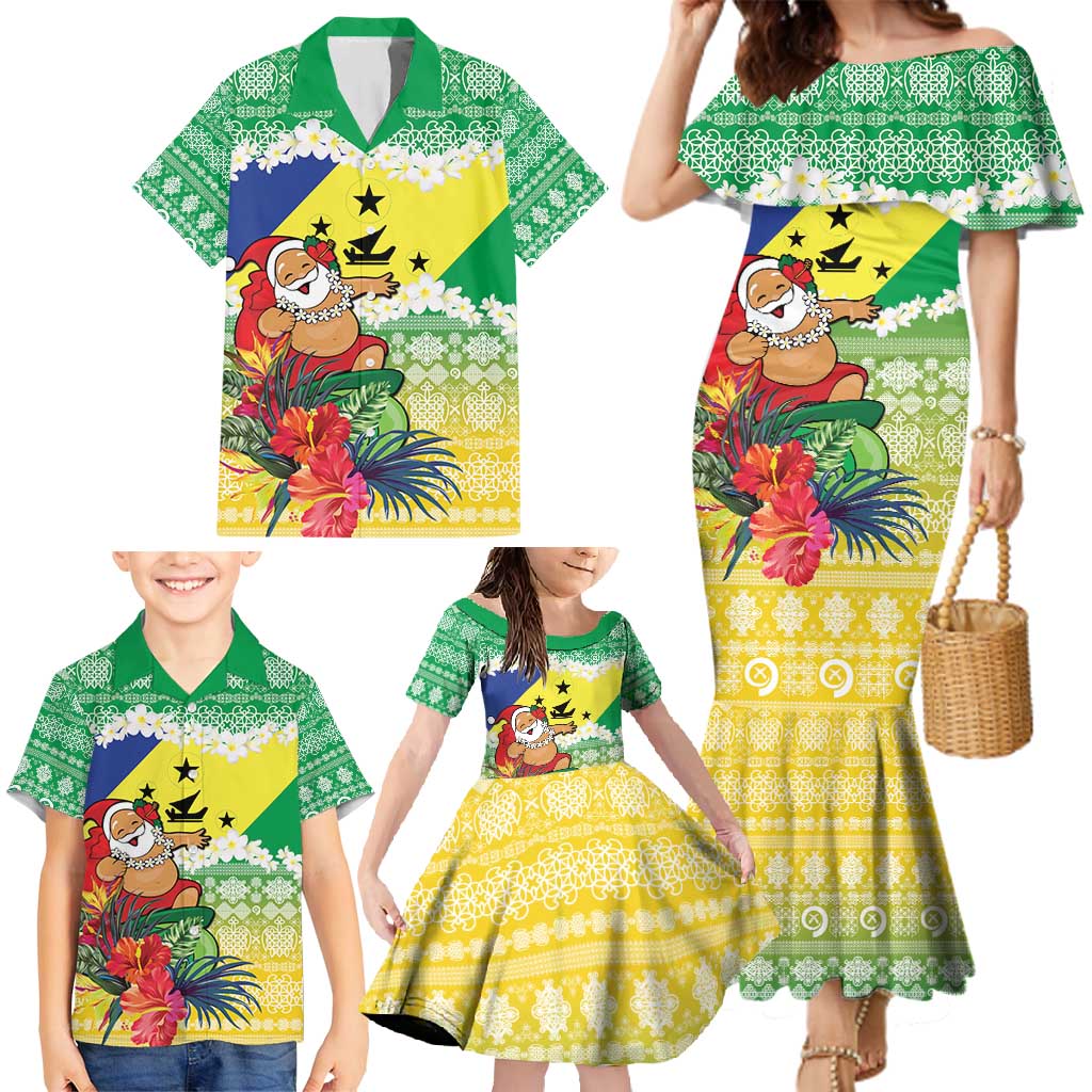 Personalised Malampa Joyeux Noel Family Matching Mermaid Dress and Hawaiian Shirt Proud To Be a Ni-Van Sand Drawing Art - Polynesian Pride