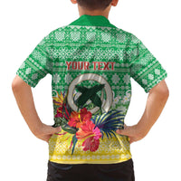 Personalised Malampa Joyeux Noel Family Matching Off The Shoulder Long Sleeve Dress and Hawaiian Shirt Proud To Be a Ni-Van Sand Drawing Art - Polynesian Pride