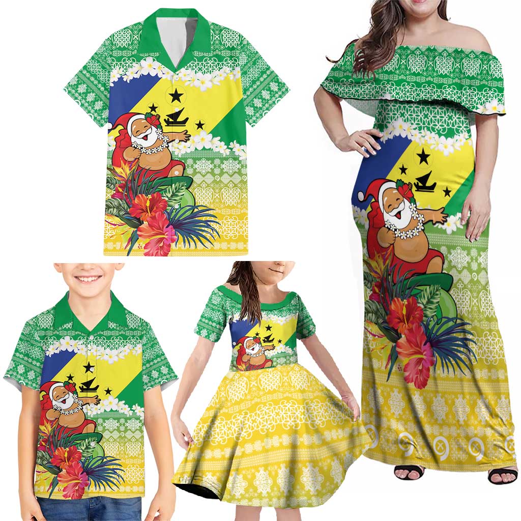 Personalised Malampa Joyeux Noel Family Matching Off Shoulder Maxi Dress and Hawaiian Shirt Proud To Be a Ni-Van Sand Drawing Art - Polynesian Pride