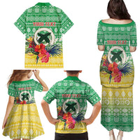 Personalised Malampa Joyeux Noel Family Matching Puletasi and Hawaiian Shirt Proud To Be a Ni-Van Sand Drawing Art - Polynesian Pride