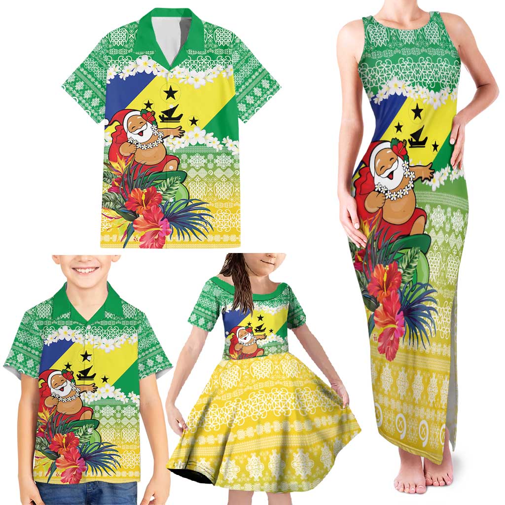 Personalised Malampa Joyeux Noel Family Matching Tank Maxi Dress and Hawaiian Shirt Proud To Be a Ni-Van Sand Drawing Art - Polynesian Pride