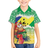 Personalised Malampa Joyeux Noel Kid Hawaiian Shirt Proud To Be a Ni-Van Sand Drawing Art LT9 Kid Lime - Polynesian Pride