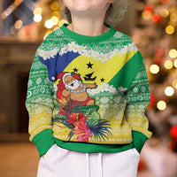 Personalised Malampa Joyeux Noel Kid Ugly Christmas Sweater Proud To Be a Ni-Van Sand Drawing Art - Polynesian Pride